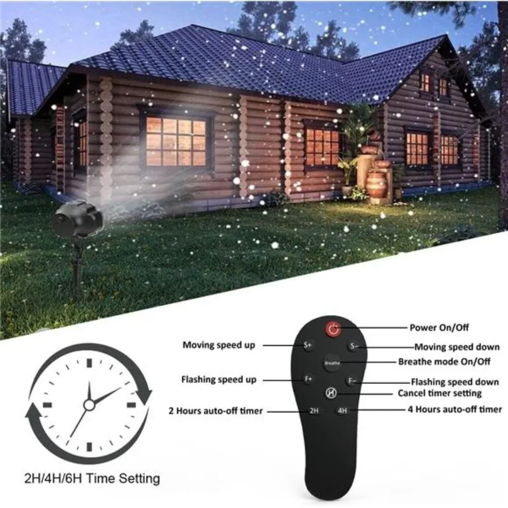 Christmas Snowfall Projector Lights, Indoor Outdoor Holiday Lights with Remote